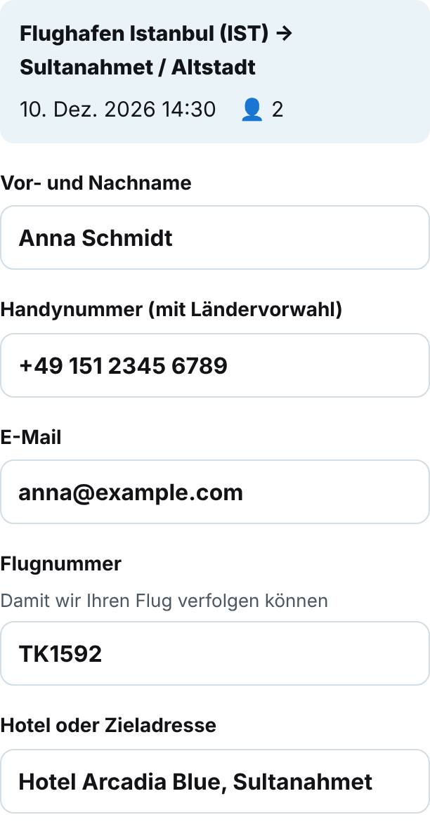 Ihre Daten eingeben