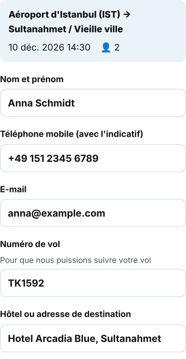 Saisissez vos informations