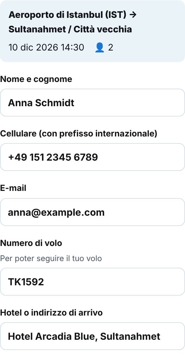 Inserisci i tuoi dati