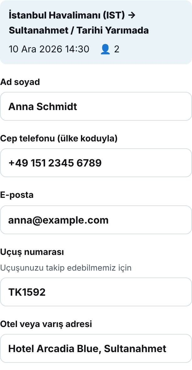 Bilgilerinizi girin